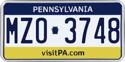 PA license plate MZO3748