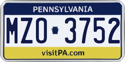 PA license plate MZO3752