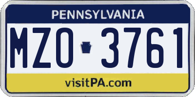 PA license plate MZO3761