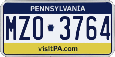 PA license plate MZO3764