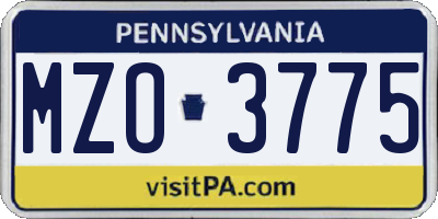 PA license plate MZO3775