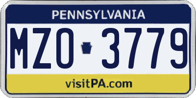 PA license plate MZO3779