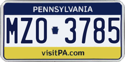 PA license plate MZO3785