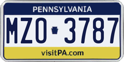 PA license plate MZO3787