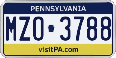 PA license plate MZO3788