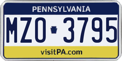 PA license plate MZO3795