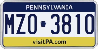 PA license plate MZO3810