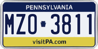 PA license plate MZO3811