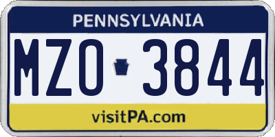 PA license plate MZO3844