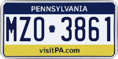 PA license plate MZO3861