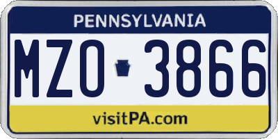 PA license plate MZO3866