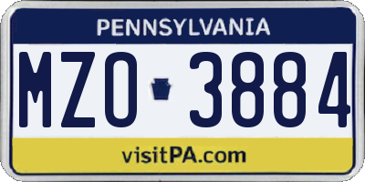 PA license plate MZO3884