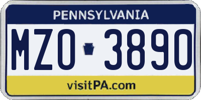 PA license plate MZO3890