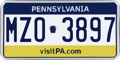 PA license plate MZO3897