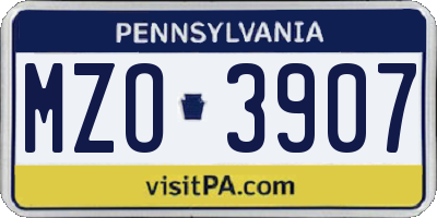 PA license plate MZO3907