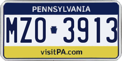 PA license plate MZO3913