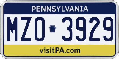 PA license plate MZO3929