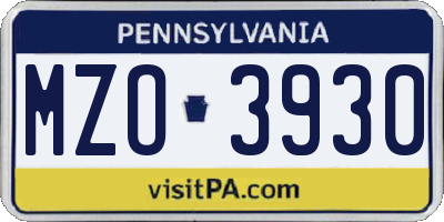 PA license plate MZO3930
