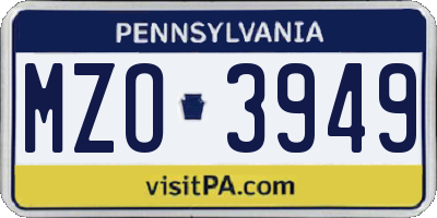 PA license plate MZO3949