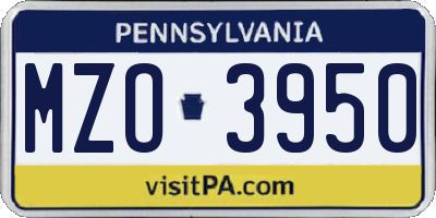 PA license plate MZO3950