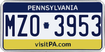 PA license plate MZO3953