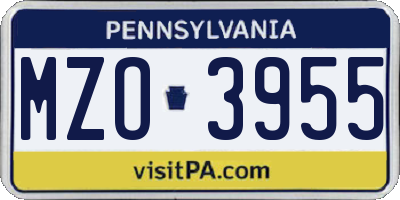 PA license plate MZO3955