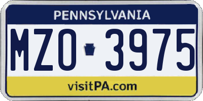 PA license plate MZO3975