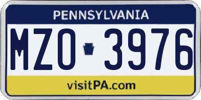 PA license plate MZO3976