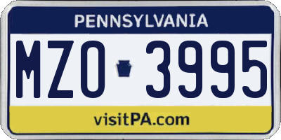 PA license plate MZO3995