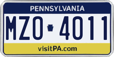 PA license plate MZO4011