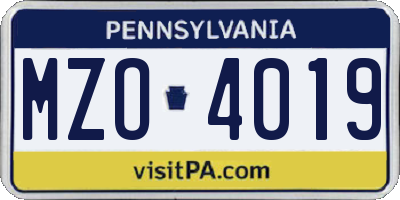 PA license plate MZO4019