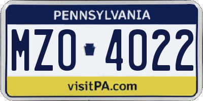 PA license plate MZO4022