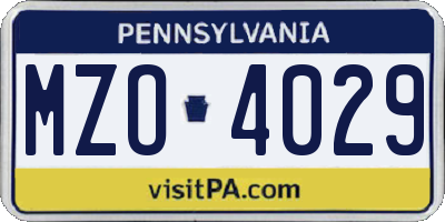 PA license plate MZO4029