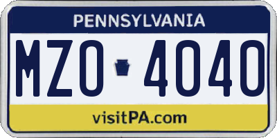 PA license plate MZO4040