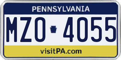 PA license plate MZO4055