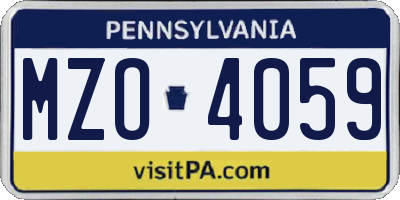 PA license plate MZO4059