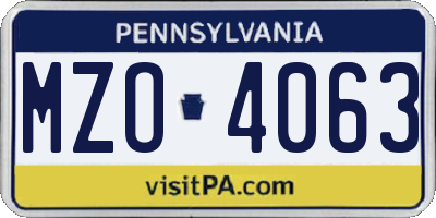 PA license plate MZO4063