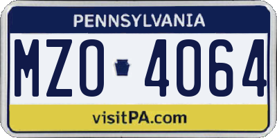 PA license plate MZO4064