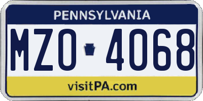 PA license plate MZO4068