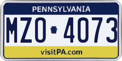 PA license plate MZO4073