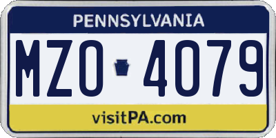 PA license plate MZO4079
