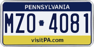 PA license plate MZO4081