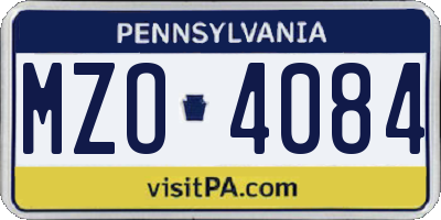 PA license plate MZO4084