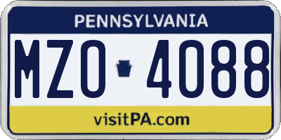 PA license plate MZO4088