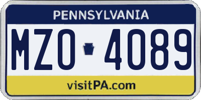 PA license plate MZO4089