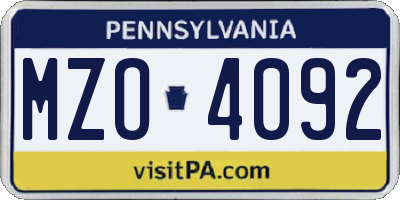 PA license plate MZO4092