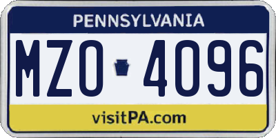 PA license plate MZO4096
