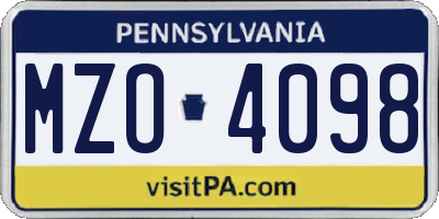 PA license plate MZO4098