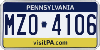 PA license plate MZO4106