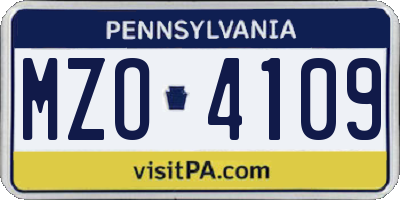 PA license plate MZO4109